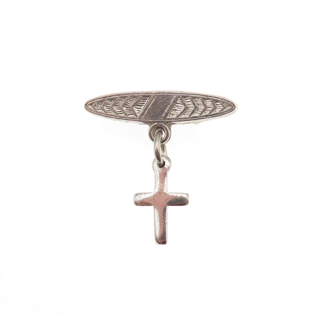 Creed 925 Sterling Silver Antique WWII US Army Cross Religious Pin Brooch