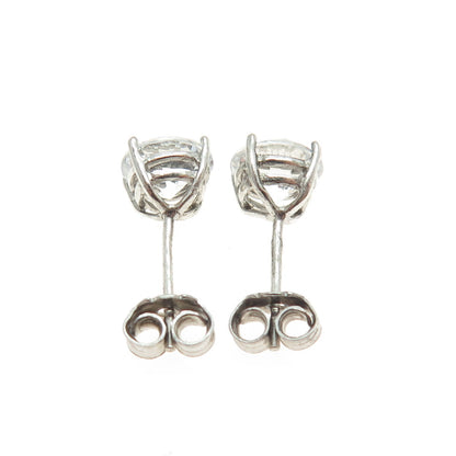 925 Sterling Silver Round-Cut C Z Stud Earrings