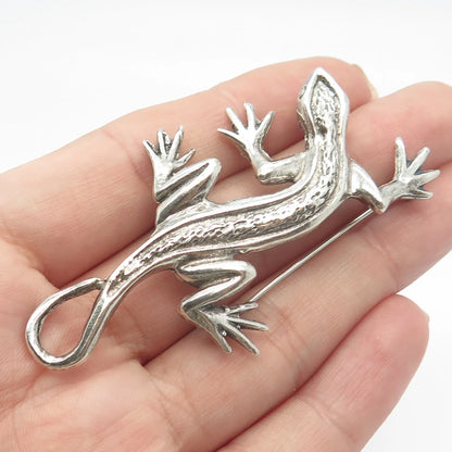 925 Sterling Silver Vintage Handmade Lizard Pin Brooch