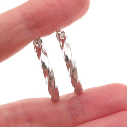 925 Sterling Silver Vintage Italy Twisted Hoop Earrings