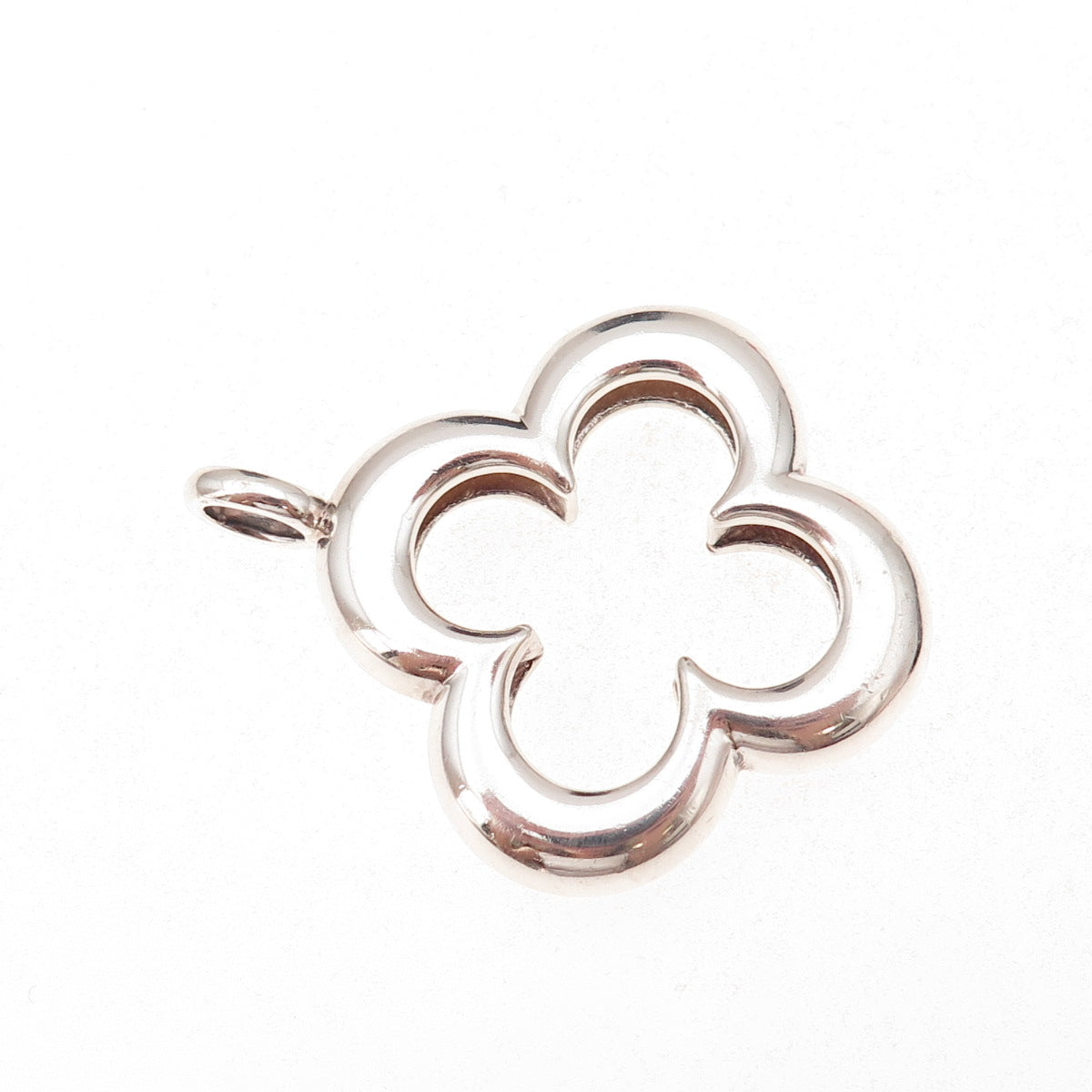 925 Sterling Silver Vintage 4-Leaf Floral Heavy 25.6g Pendant