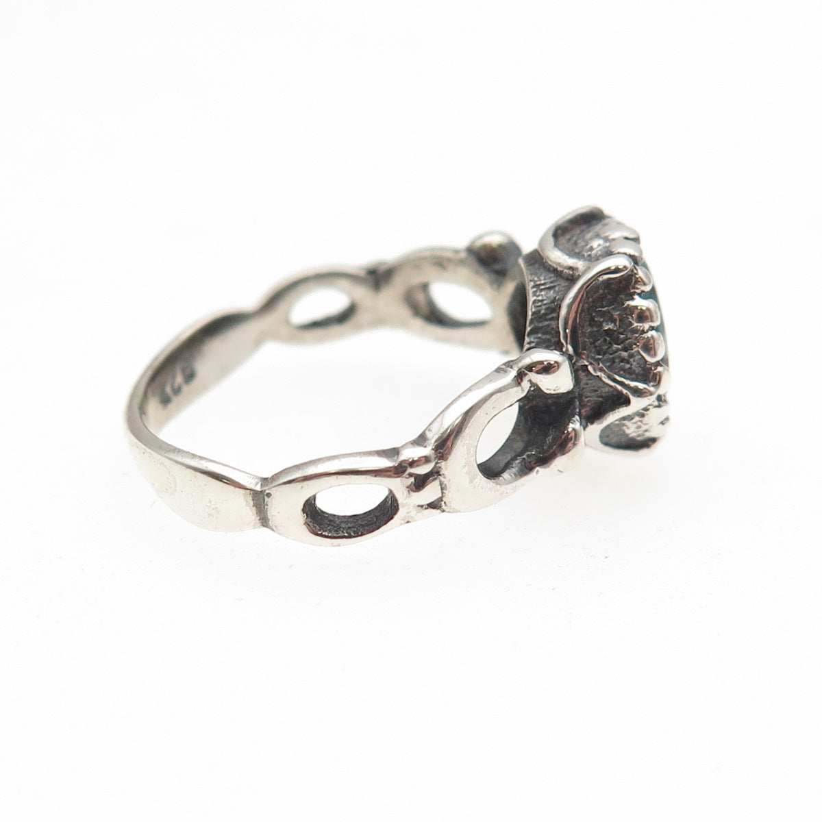 925 Sterling Silver Vintage Real Bisbee Turquoise Modernist Ring Size 5.75