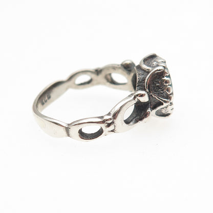 925 Sterling Silver Vintage Real Bisbee Turquoise Modernist Ring Size 5.75