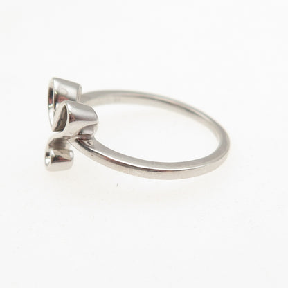 925 Sterling Silver Vintage Modernist Heart Ring Size 6.5