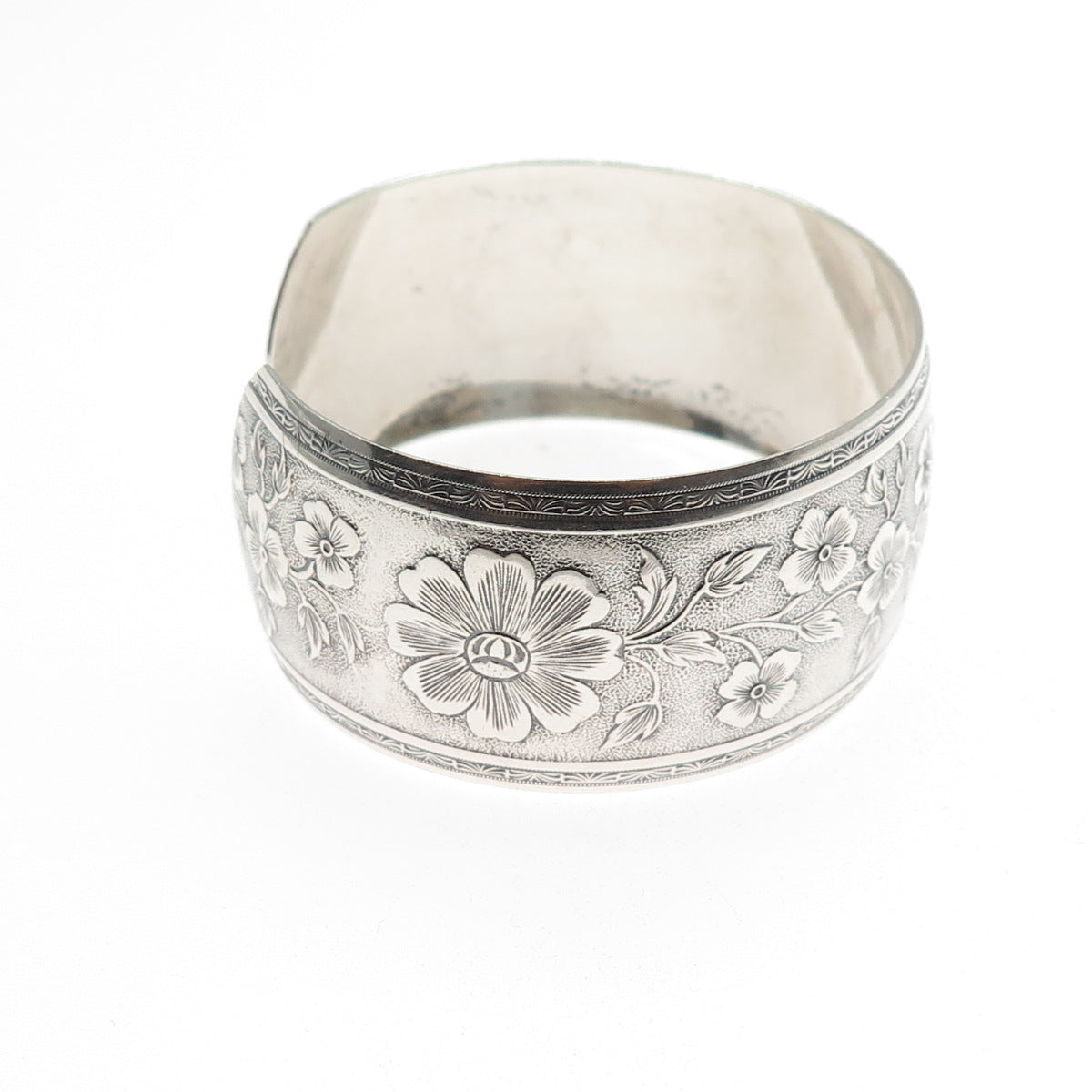 DANECRAFT 925 Sterling Silver Antique Art Deco Flower Adjustable Bracelet 6.5"