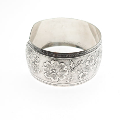 DANECRAFT 925 Sterling Silver Antique Art Deco Flower Adjustable Bracelet 6.5"