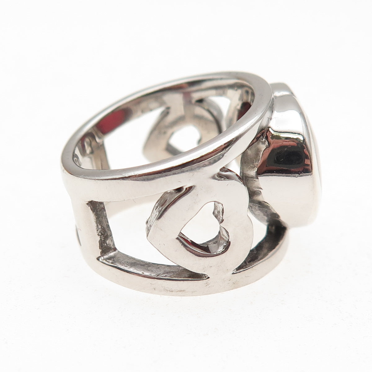 925 Sterling Silver Vintage Real MOP Heart Ring Size 7