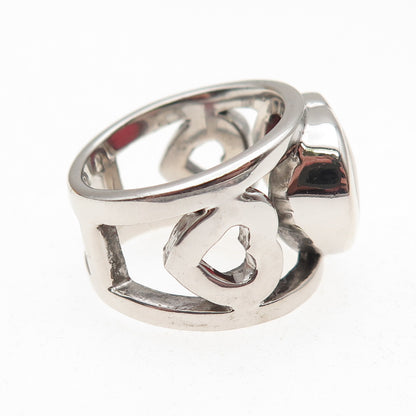 925 Sterling Silver Vintage Real MOP Heart Ring Size 7