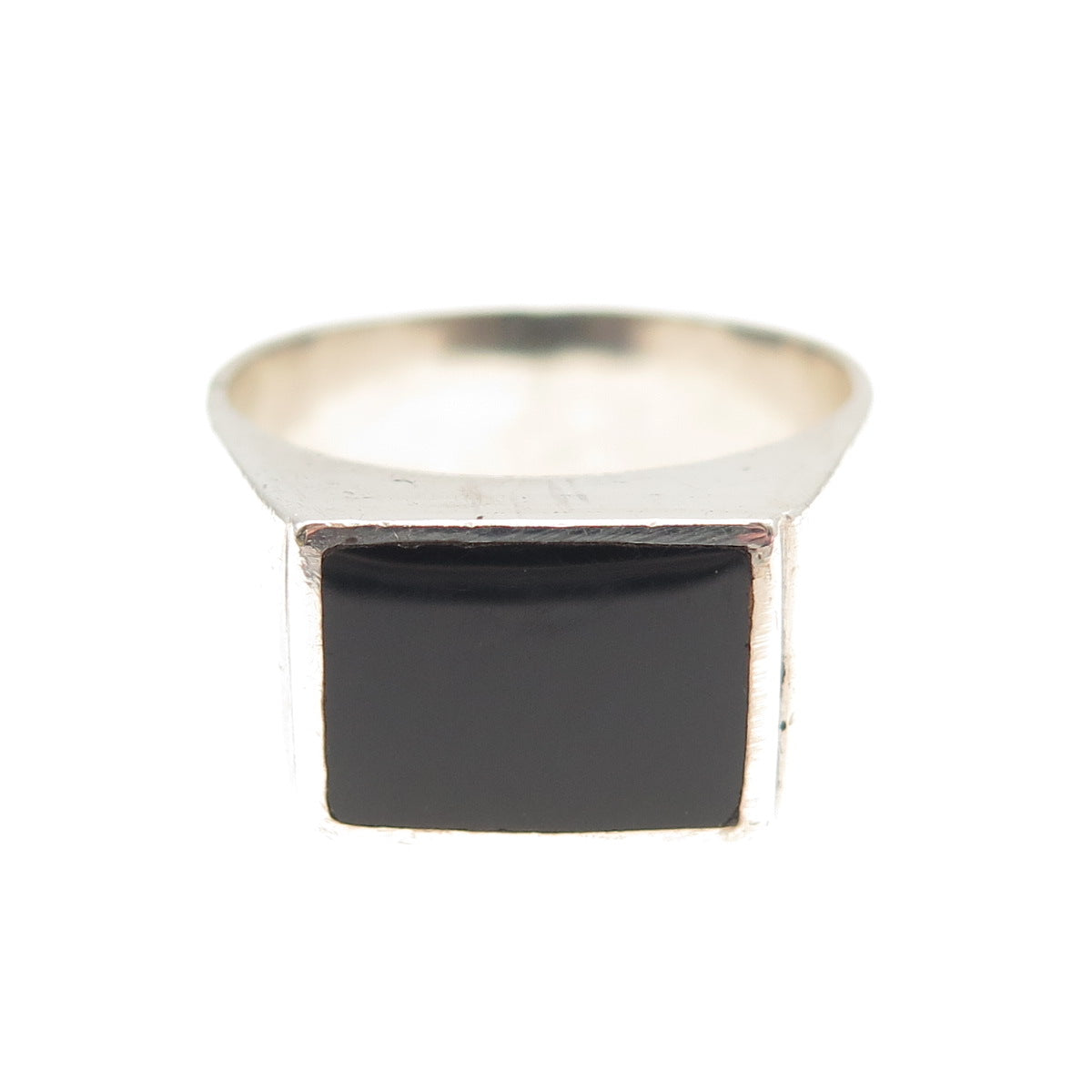 Old Pawn Sterling Silver Vintage Southwestern Black Onyx Signet Ring Size 9.25