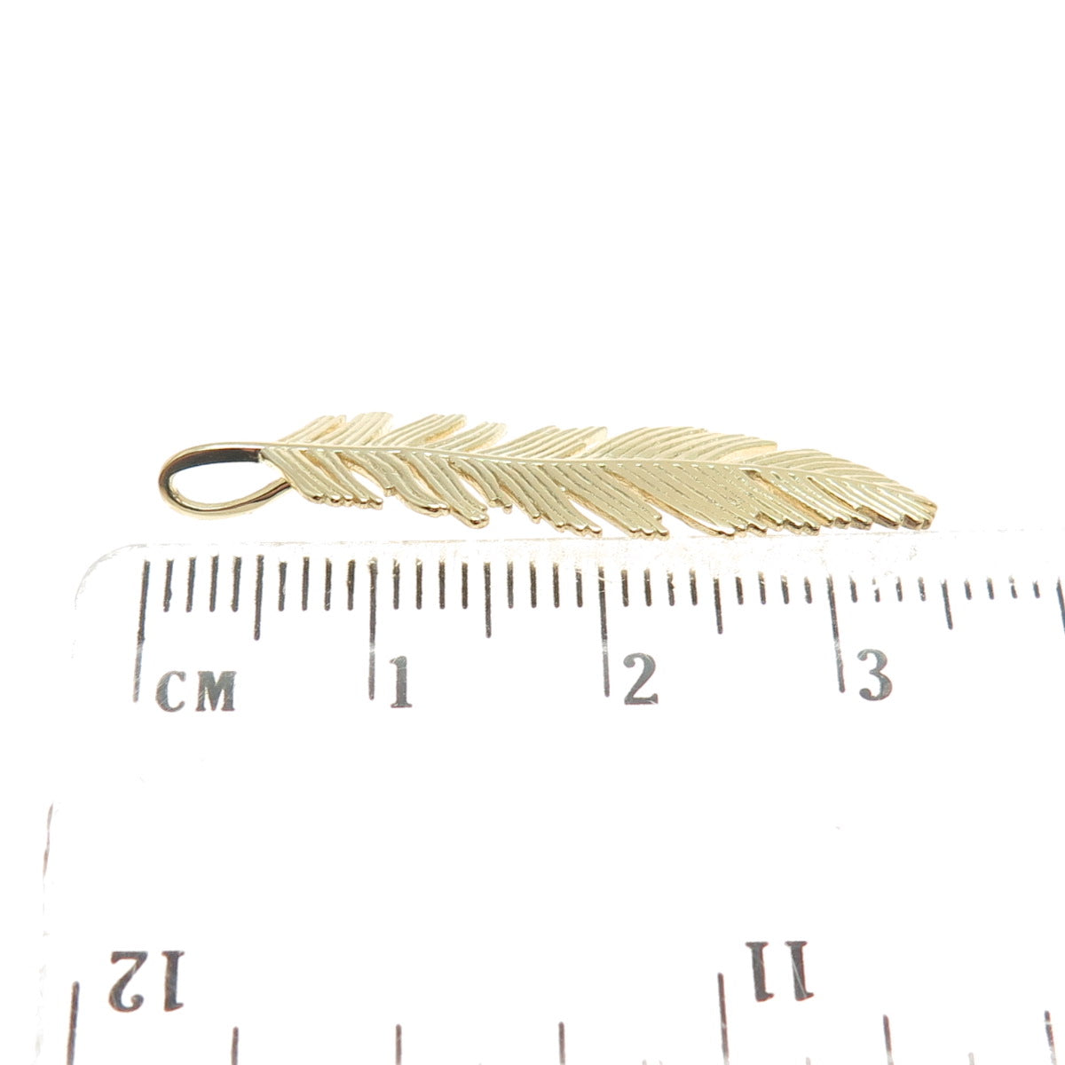 14K Yellow Gold Feather Minimalist Charm Pendant