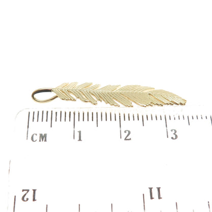 14K Yellow Gold Feather Minimalist Charm Pendant