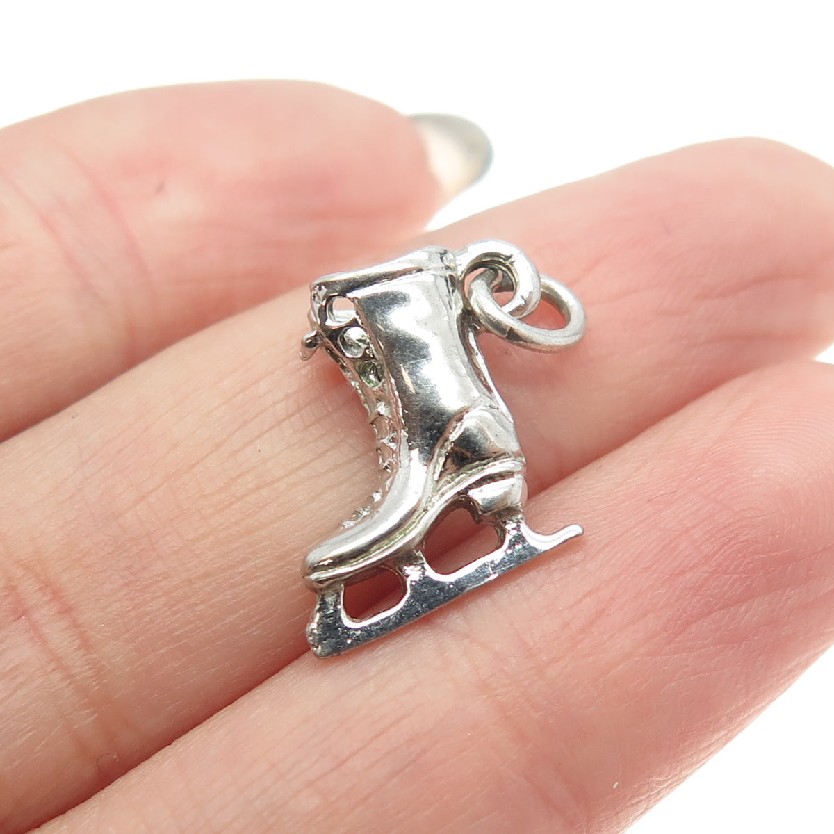 925 Sterling Silver Vintage Ice Skating Shoe 3D Charm Pendant