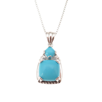 925 Sterling Silver Real Sleeping Beauty Turquoise Box Chain Necklace 18-20"