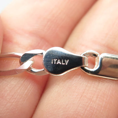 925 Sterling Silver Italy Figaro Chain Necklace 22"