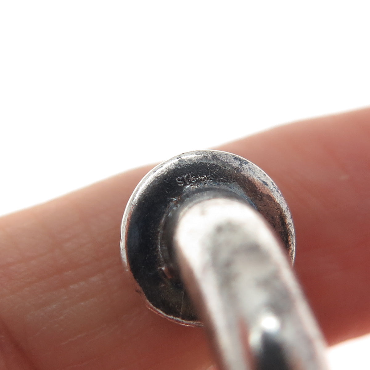 925 Sterling Silver Vintage Horn Amulet Tunnel Single Earring