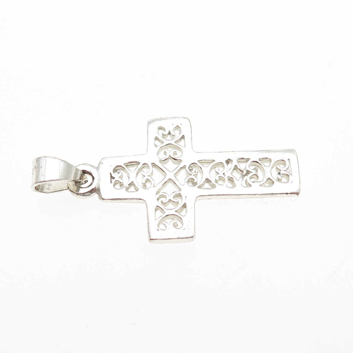 925 Sterling Silver Vintage Cross Heart Ornate Charm Pendant