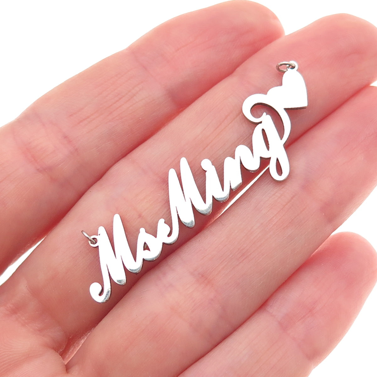 925 Sterling Silver Ms Ming Nameplate Centerpiece Charm Pendant