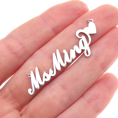 925 Sterling Silver Ms Ming Nameplate Centerpiece Charm Pendant