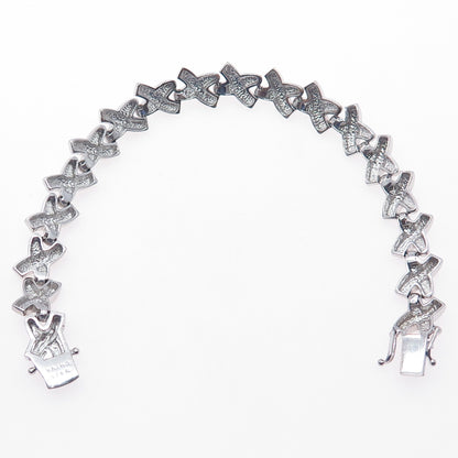 925 Sterling Silver X Shape Link Bracelet 6.5"