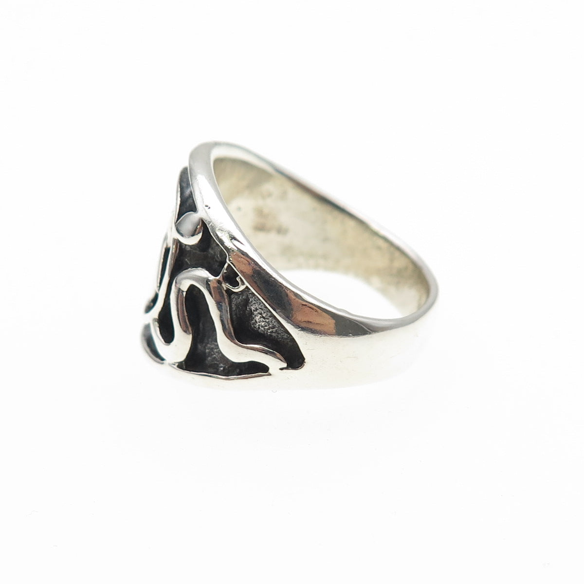 925 Sterling Silver Vintage Pentagram Oxidized Biker Ring Size 5.5