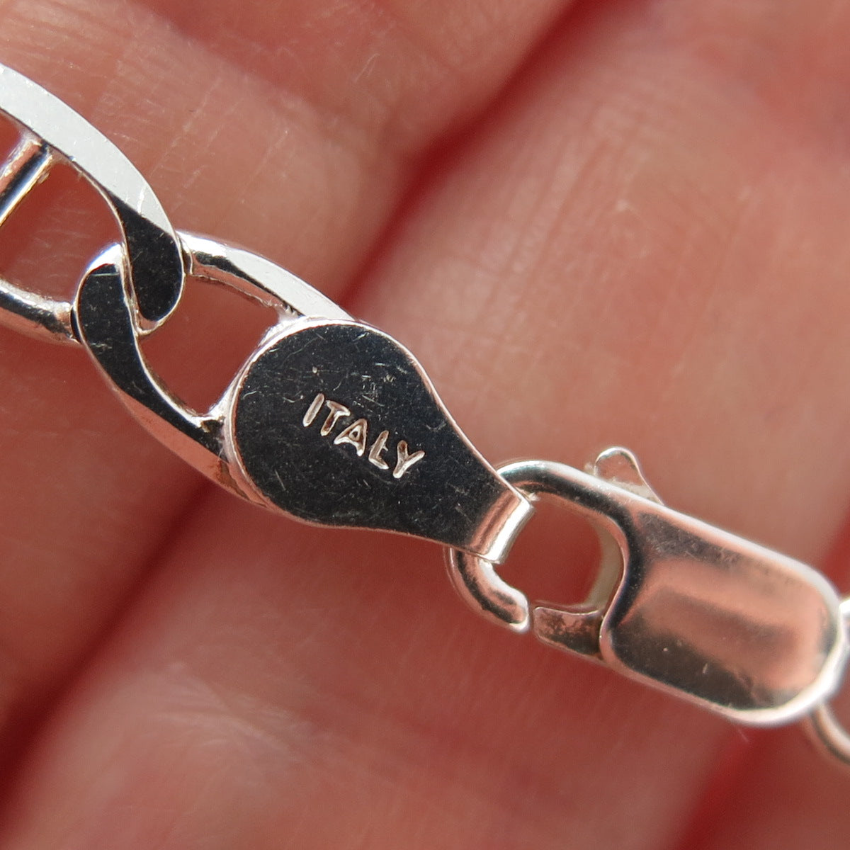 P. LUX 925 Sterling Silver Vintage Italy Anchor Mariner Chain Necklace 24"