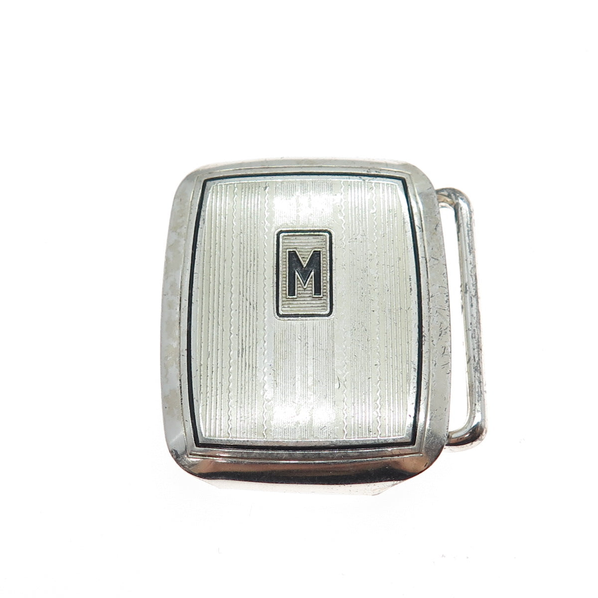 HICKOK Sterling Silver & Bronze Antique Art Deco Letter M Oxidized Belt Buckle