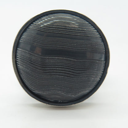 925 Sterling Silver Vintage Real Agate Gem Round Ring Size 10