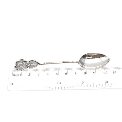 925 Sterling Silver Antique Chinese Fortune & Longevity Bamboo Coffee Spoon
