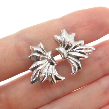 925 Sterling Silver Antique Art Deco Floral Repousse Screw Back Earrings