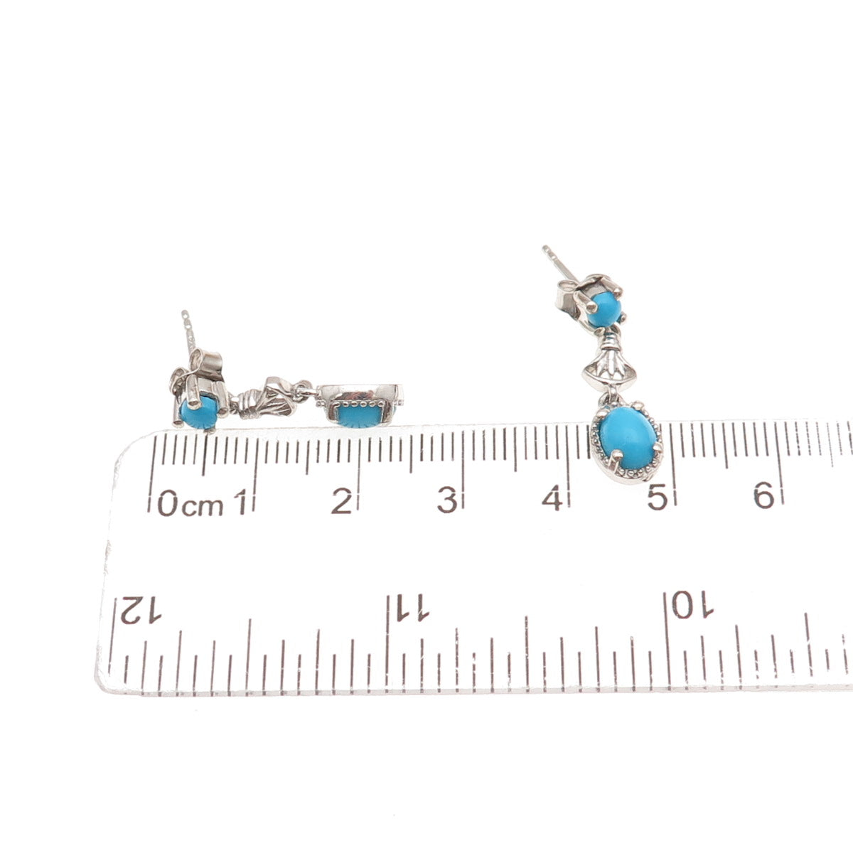 Chuck Clemency Sterling Silver Real Sleeping Beauty Turquoise Dangle Earrings