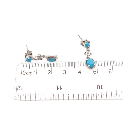 Chuck Clemency Sterling Silver Real Sleeping Beauty Turquoise Dangle Earrings