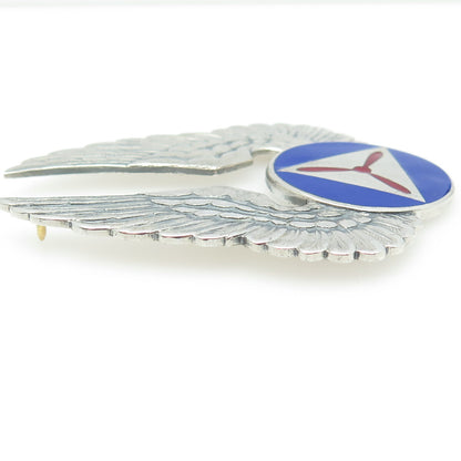 GEMSCO Sterling Silver Antique WWII Enamel Civil Air Patrol Officer Cap Brooch