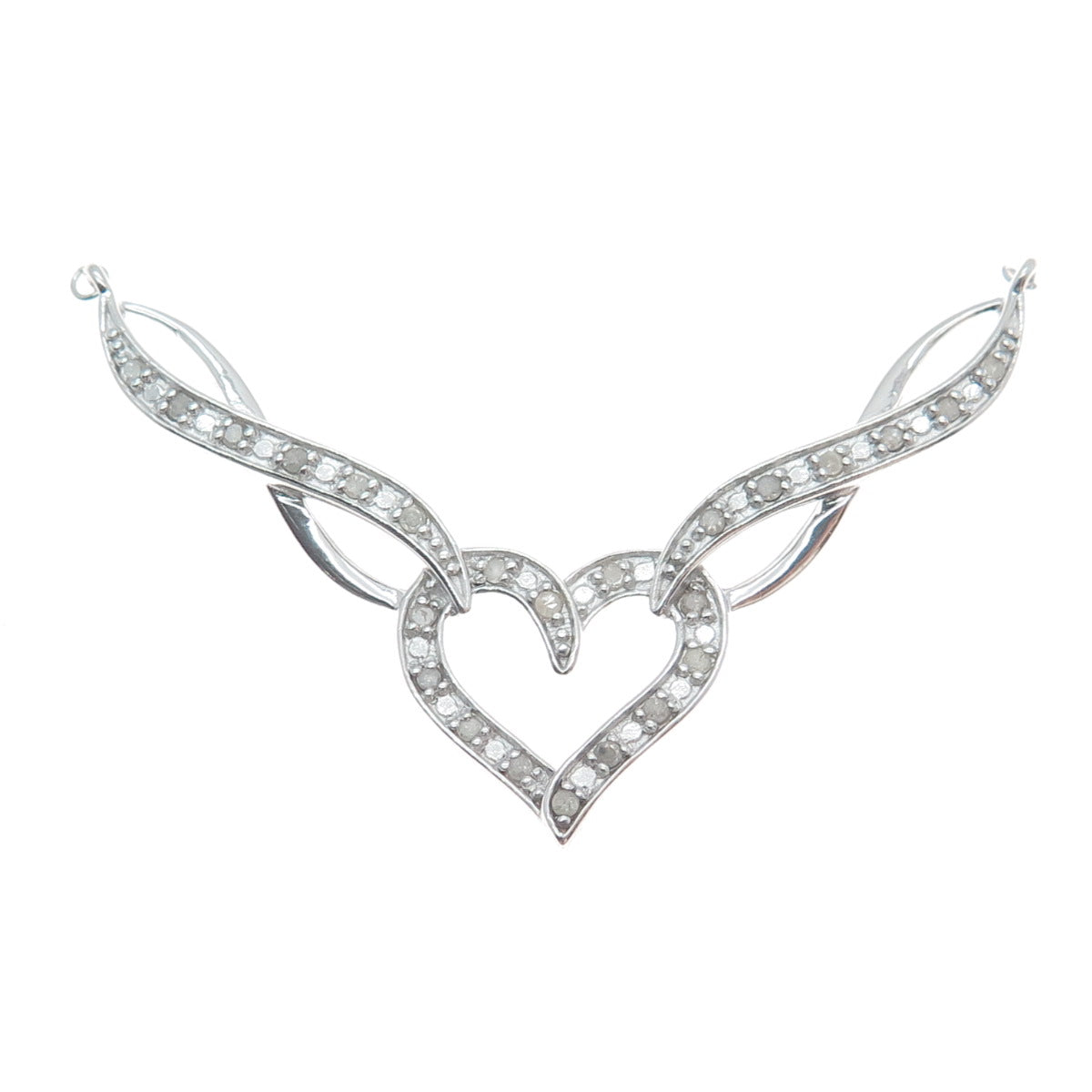 CHARLES WINSTON 925 Sterling Real Diamond Heart Infinity Centerpiece Pendant