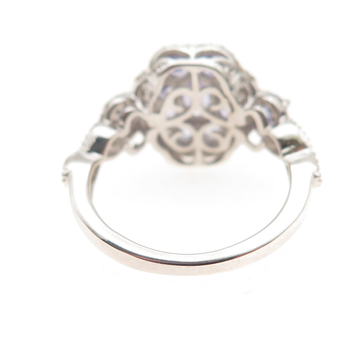 Chuck Clemency 925 Sterling Silver Real Tanzanite & White Topaz Ring Size 8