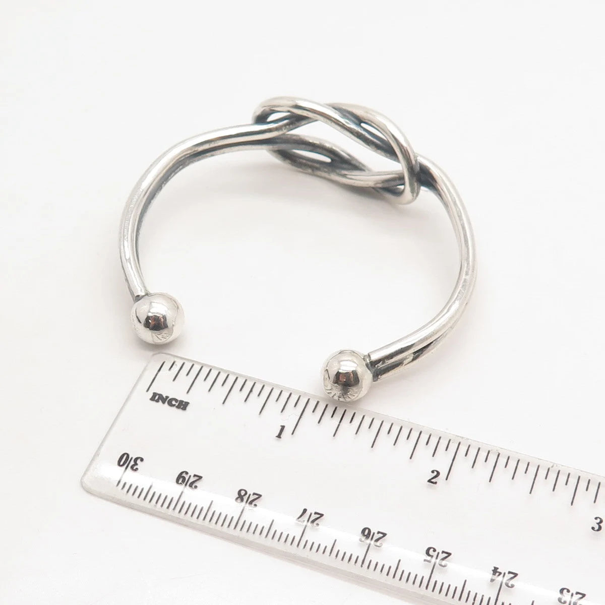 925 Sterling Silver Vintage Knot Loop Adjustable Cuff Bracelet 6.5"