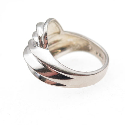925 Sterling Silver Vintage Modernist Oxidized Ring Size 5.25