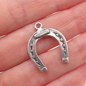 925 Sterling Silver Vintage Horseshoe Good Luck Oxidized Mini Charm Pendant