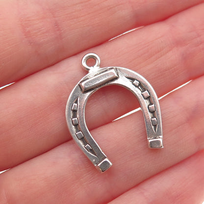 925 Sterling Silver Vintage Horseshoe Good Luck Oxidized Mini Charm Pendant