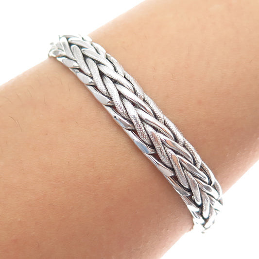 925 Sterling Silver Woven Hollow Link Bracelet 6.75"
