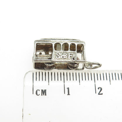 925 Sterling Silver Vintage Tram / Cable Car 3D Charm Pendant