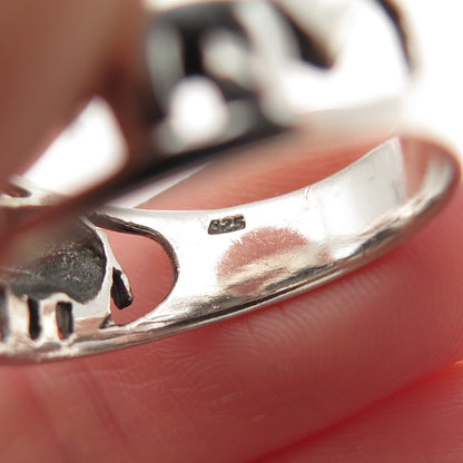 925 Sterling Silver Vintage Elephant Family Oxidized Ring Size 9