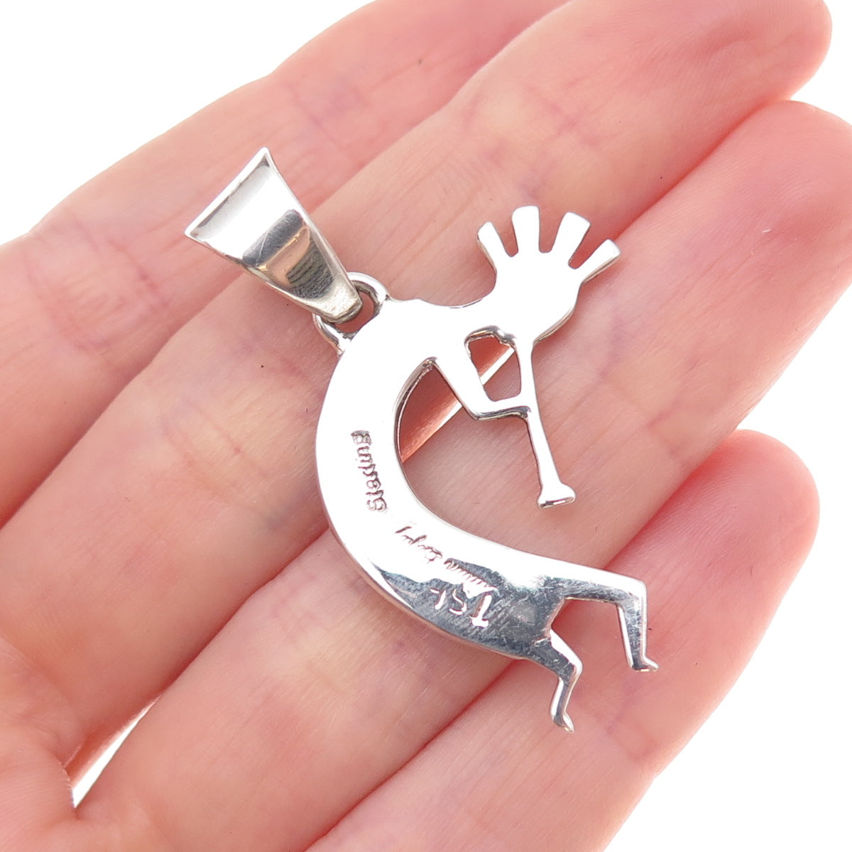 Calvin Begay & A Touch of Santa Fe Old Pawn Sterling Multi-Gem Kokopelli Pendant