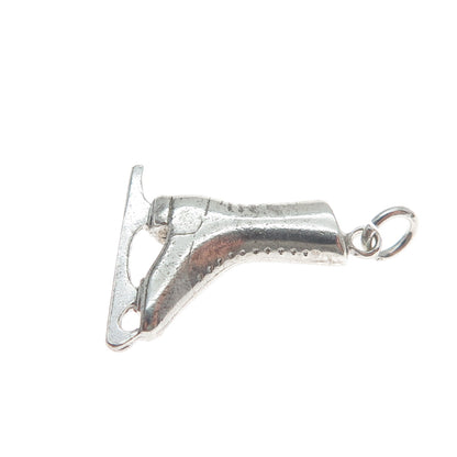 925 Sterling Silver Vintage Ice Skating Shoe Minimalist 3D Charm Pendant