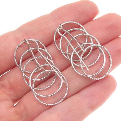925 Sterling Silver Italy Multi-Circle Dangle Earrings