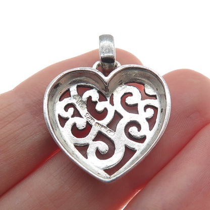 MARK WASSERMAN SAMARA 925 Sterling Silver Vintage Swirl Heart Pendant