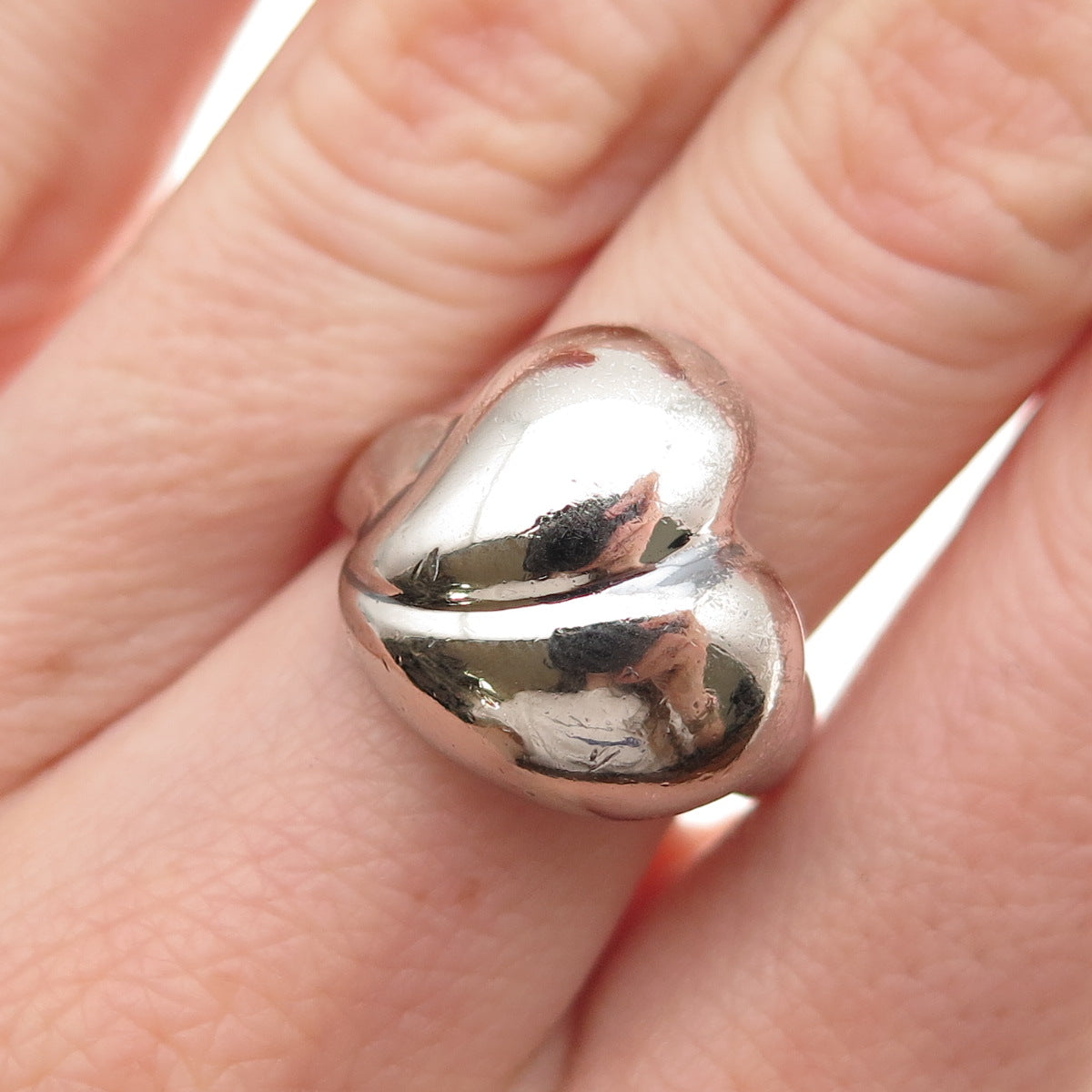 Chapal Zenray 925 Sterling Silver Vintage Modernist Heart Oxidized Ring Size 7