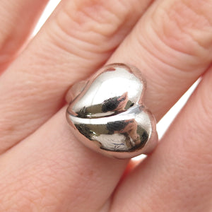 Chapal Zenray 925 Sterling Silver Vintage Modernist Heart Oxidized Ring Size 7
