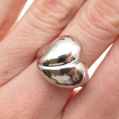 Chapal Zenray 925 Sterling Silver Vintage Modernist Heart Oxidized Ring Size 7