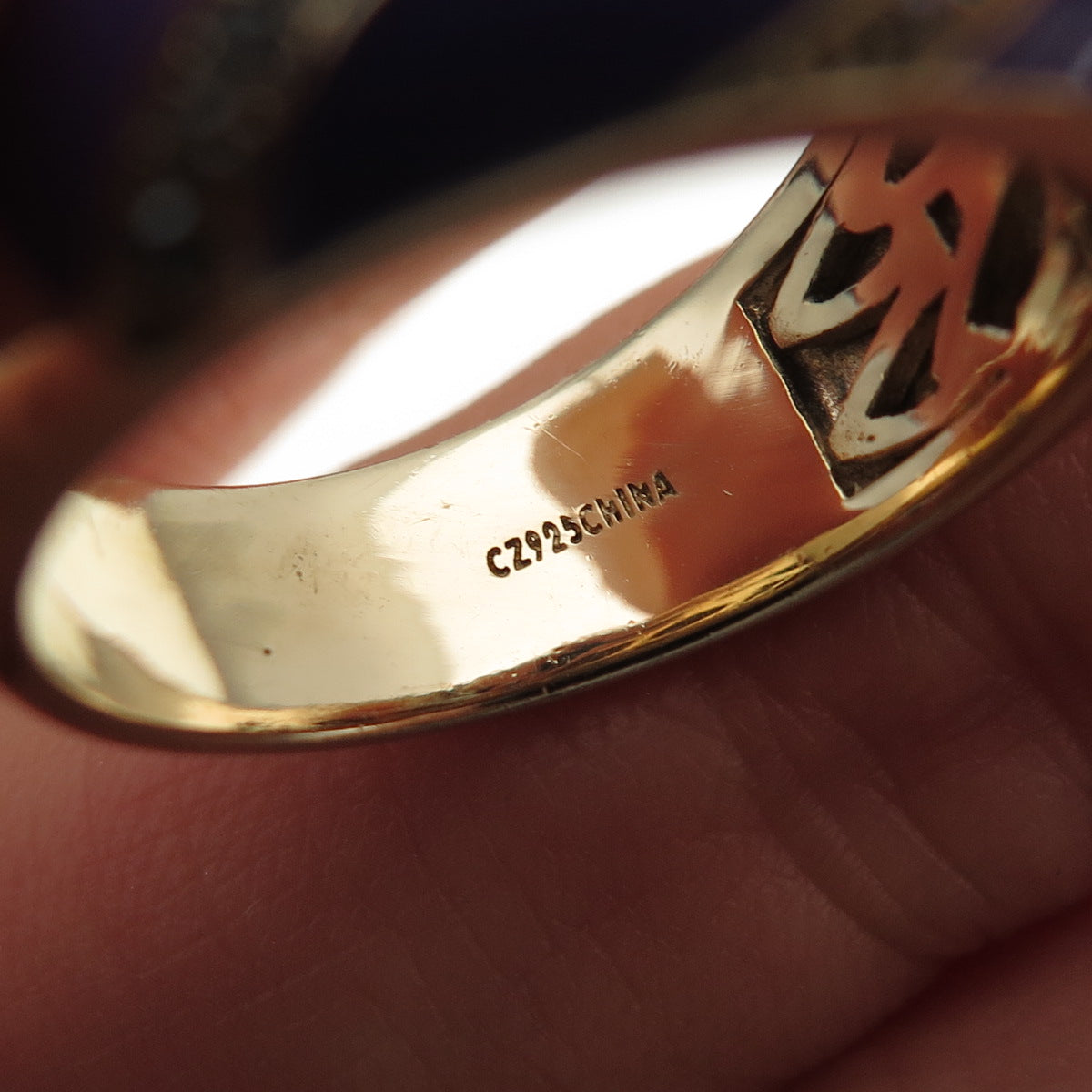 Silvio Hidalgo 925 Sterling Gold Plated Enamel Purple & White C Z Ring Size 8.25