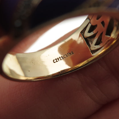 Silvio Hidalgo 925 Sterling Gold Plated Enamel Purple & White C Z Ring Size 8.25